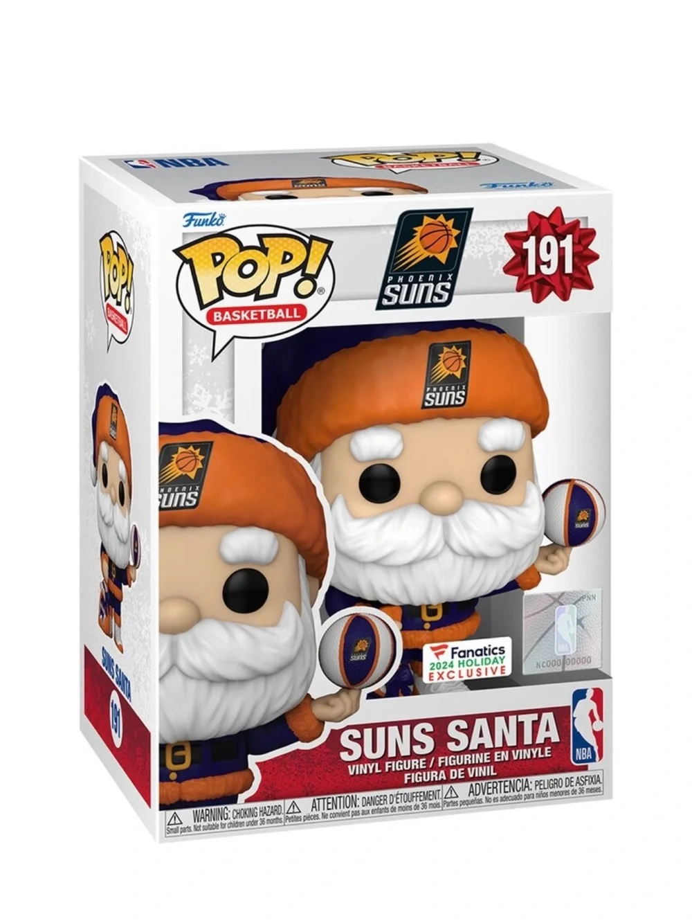 Funko Pop! Suns Santa Phoenix Suns Orange, White, Purple Vinyl Figure